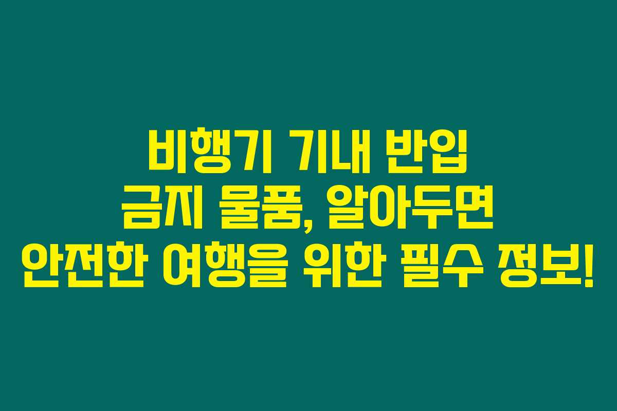 비행기 기내 반입 금지 물품, 알아두면 안전한 여행을 위한 필수 정보! 비행기 기내 반입 금지 물품, 알아두면 안전한 여행을 위한 필수 정보!