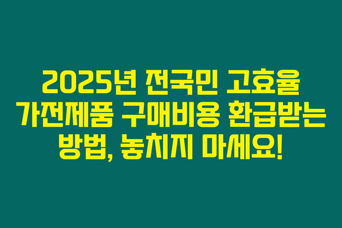 2025년 전국민 고효율 가전제품 구매비용 환급받는 방법, 놓치지 마세요!