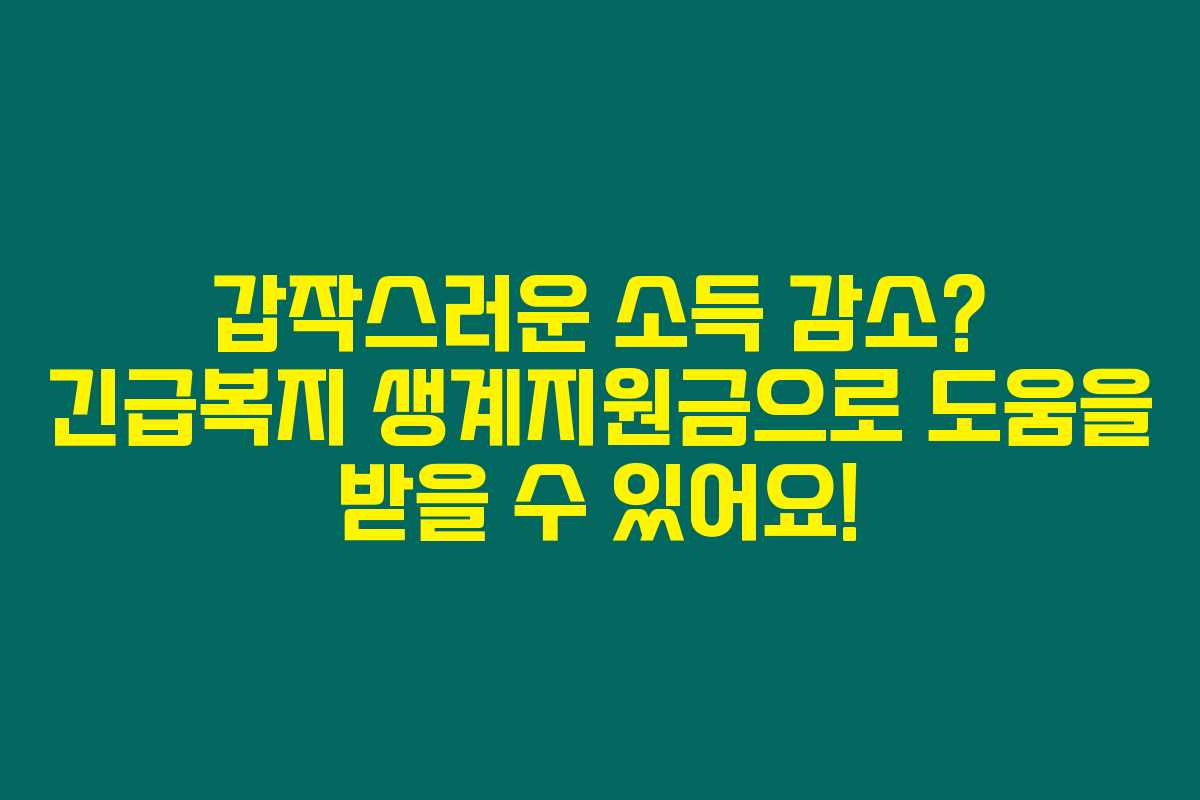 갑작스러운 소득 감소? 긴급복지 생계지원금으로 도움을 받을 수 있어요!