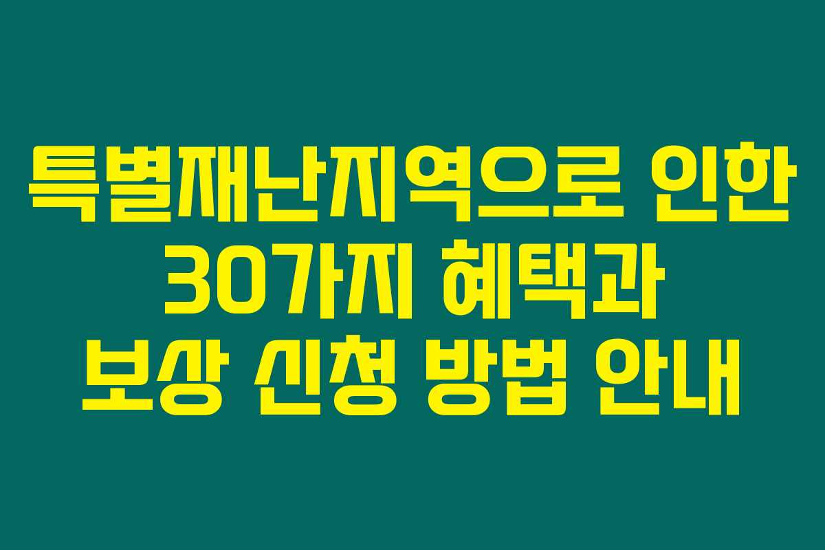 특별재난지역으로 인한 30가지 혜택과 보상 신청 방법 안내 특별재난지역으로 인한 30가지 혜택과 보상 신청 방법 안내