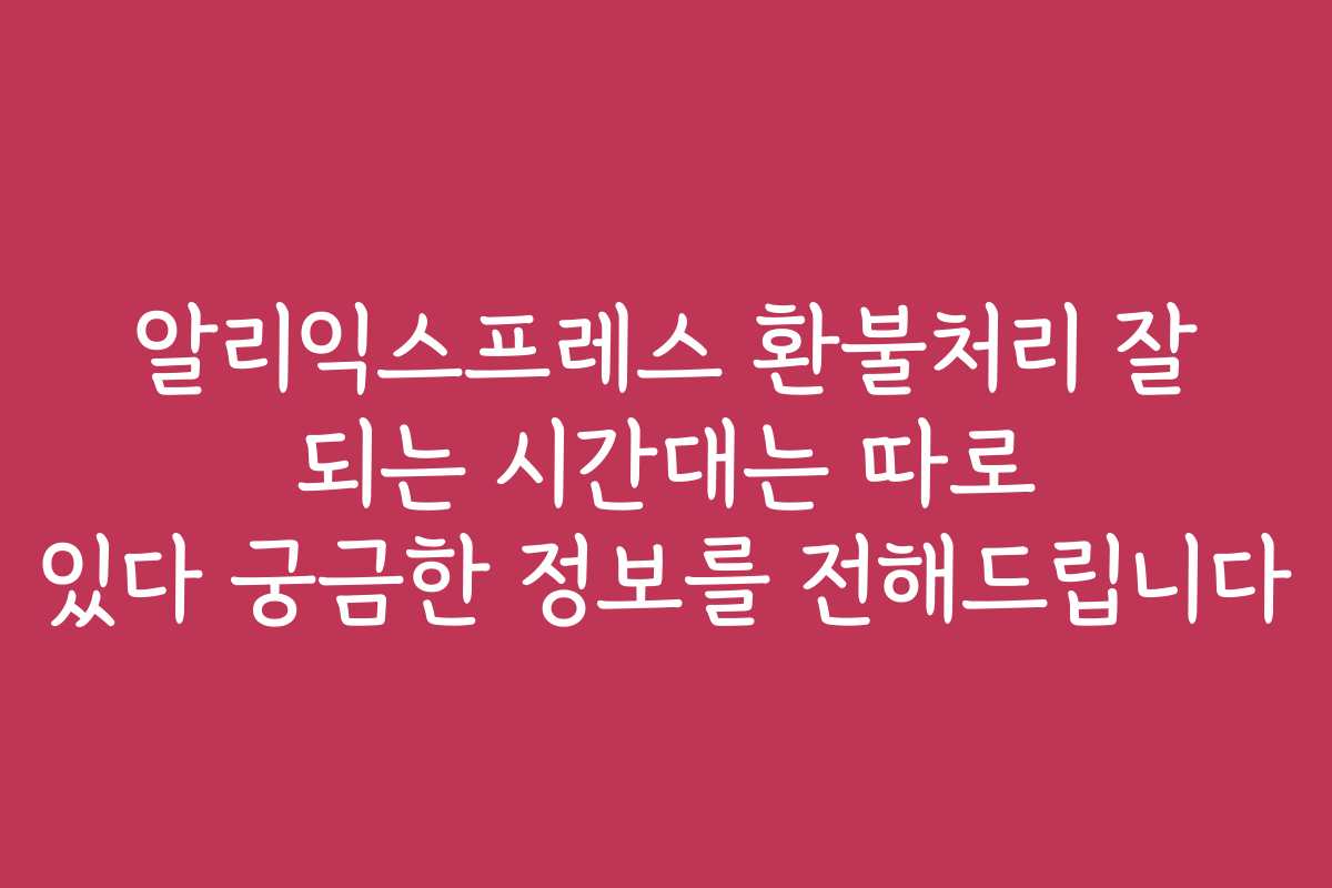 알리익스프레스 환불처리 잘 되는 시간대는 따로 있다 궁금한 정보를 전해드립니다
