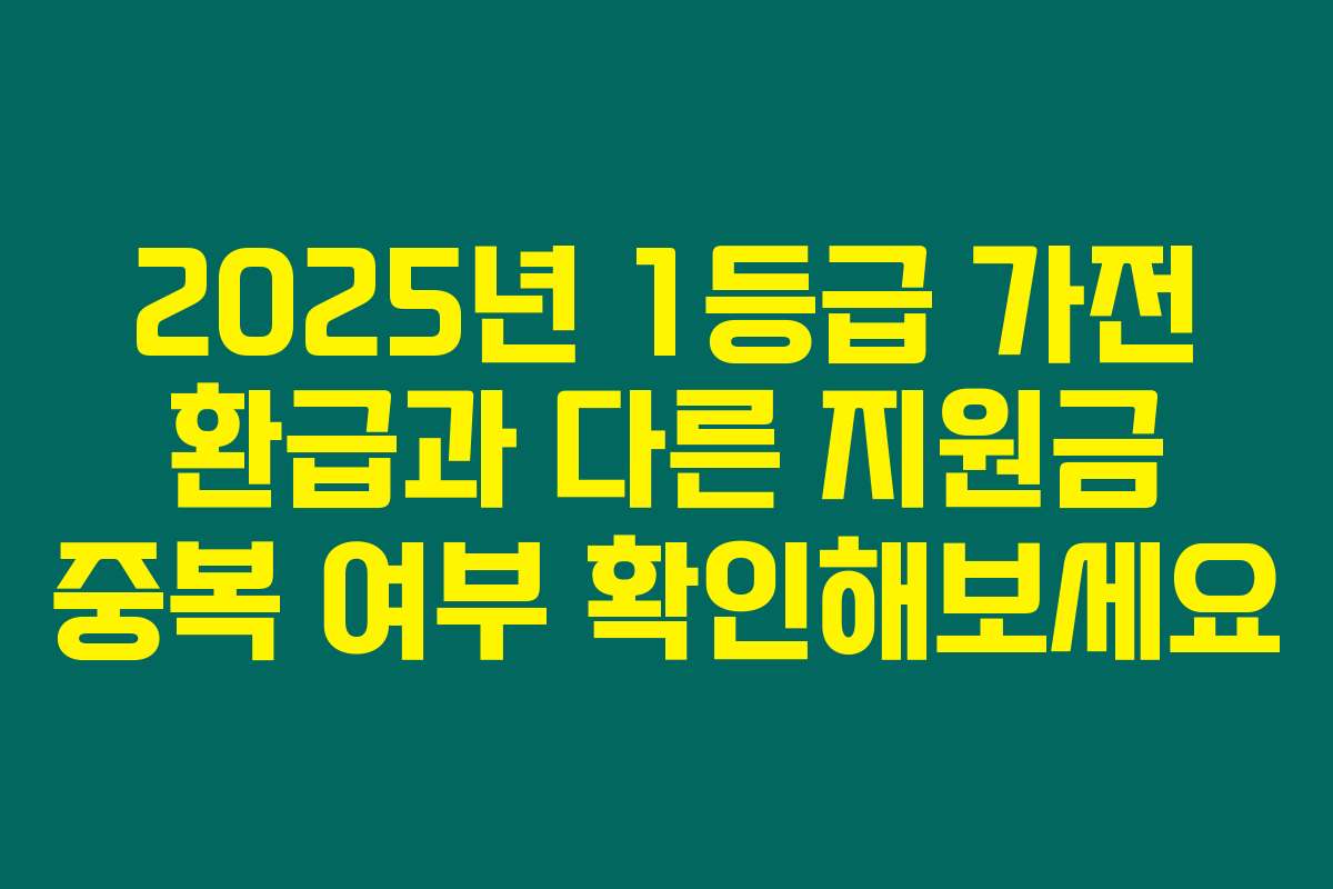 2025년 1등급 가전 환급과 다른 지원금 중복 여부 확인해보세요