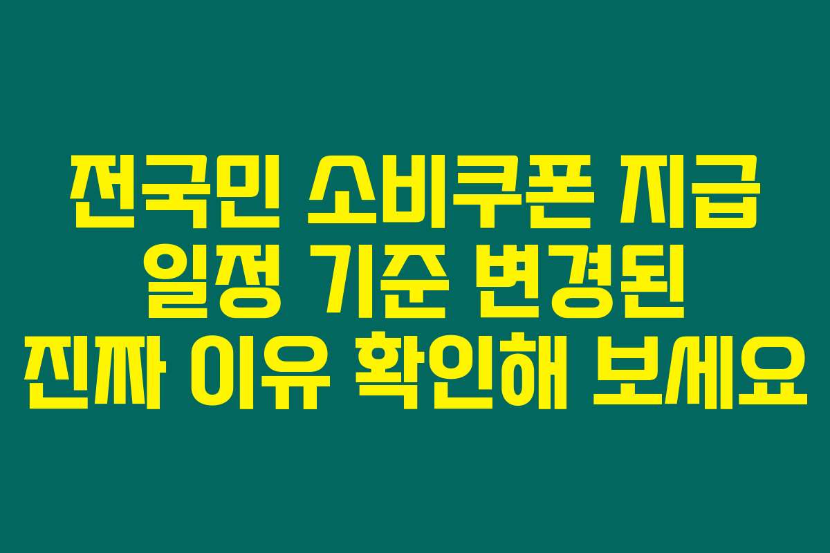 전국민 소비쿠폰 지급 일정 기준 변경된 진짜 이유 확인해 보세요
