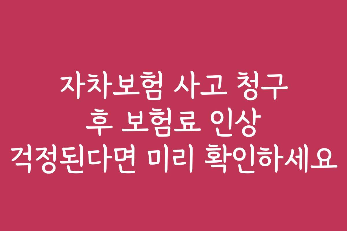 자차보험 사고 청구 후 보험료 인상 걱정된다면 미리 확인하세요