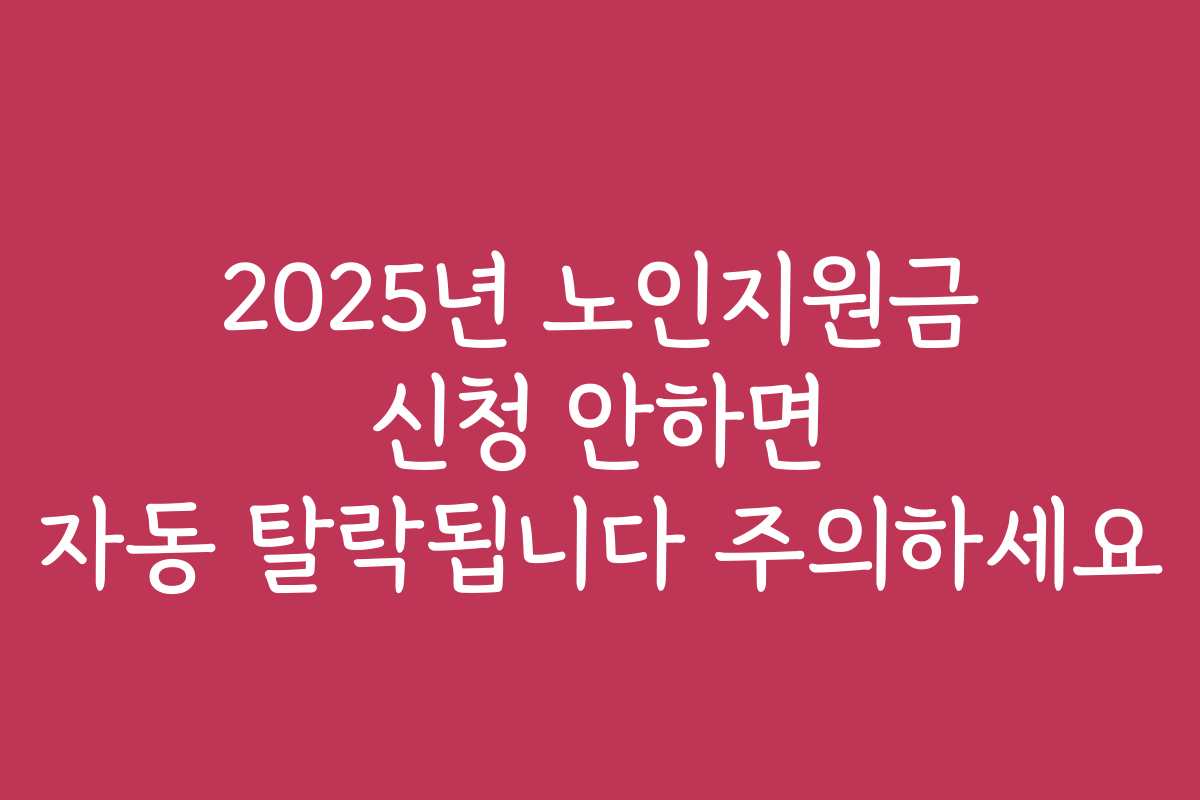 2025년 노인지원금 신청 안하면 자동 탈락됩니다 주의하세요