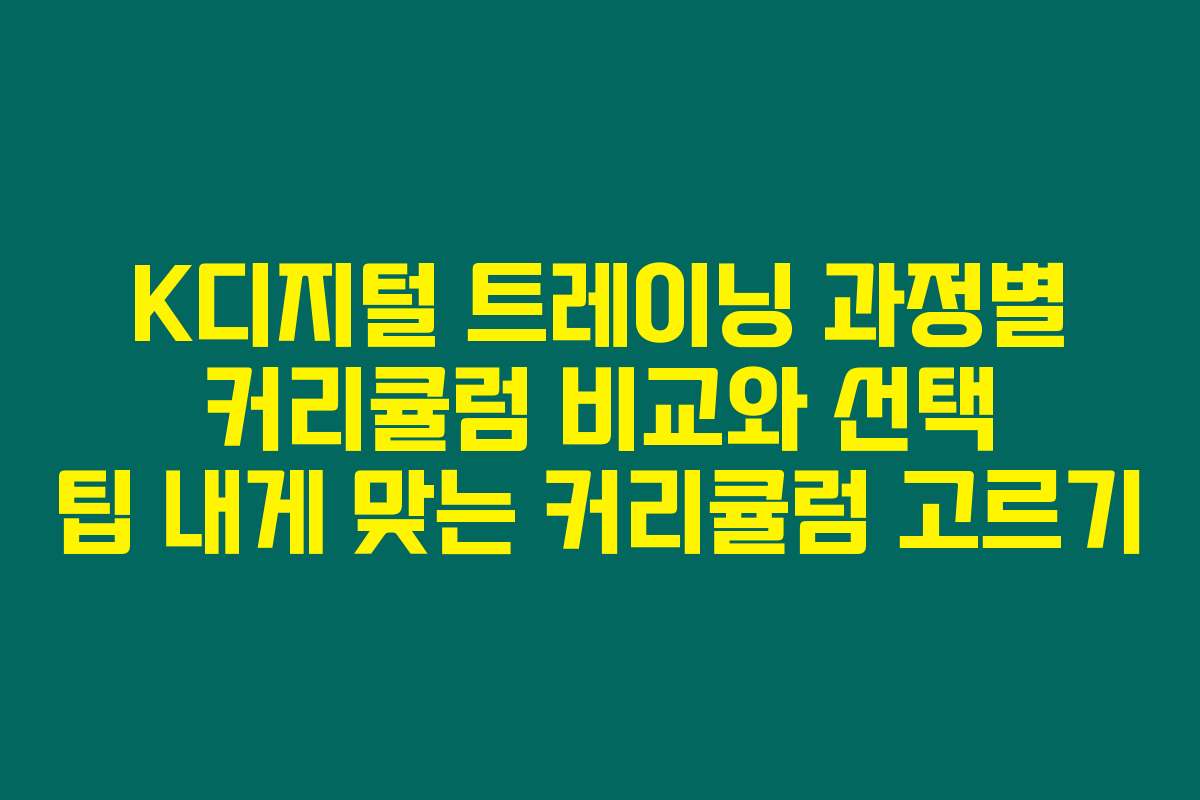 K디지털 트레이닝 과정별 커리큘럼 비교와 선택 팁 내게 맞는 커리큘럼 고르기