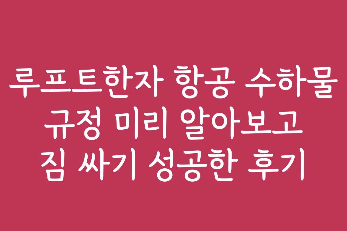 루프트한자 항공 수하물 규정 미리 알아보고 짐 싸기 성공한 후기