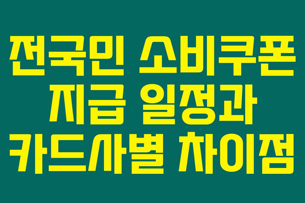 전국민 소비쿠폰 지급 일정과 카드사별 차이점