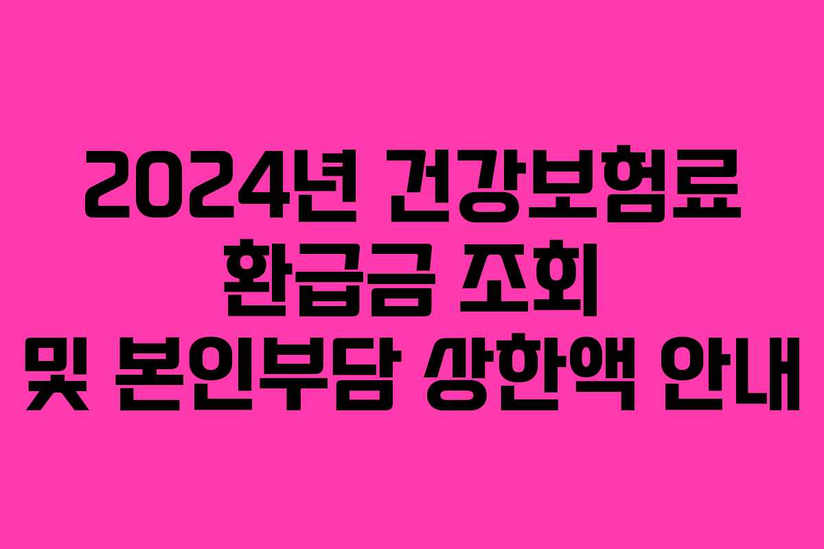 2024년 건강보험료 환급금 조회 및 본인부담 상한액 안내