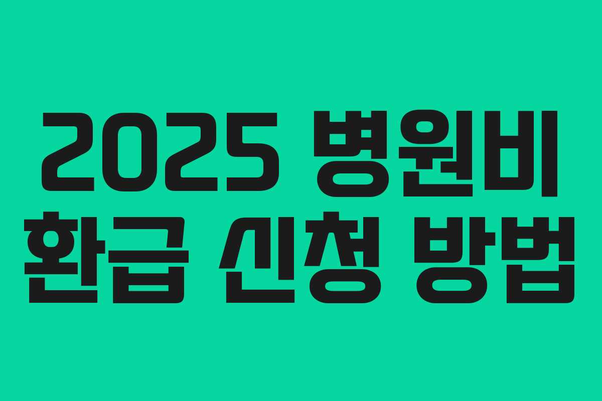 2025 병원비 환급 신청 방법