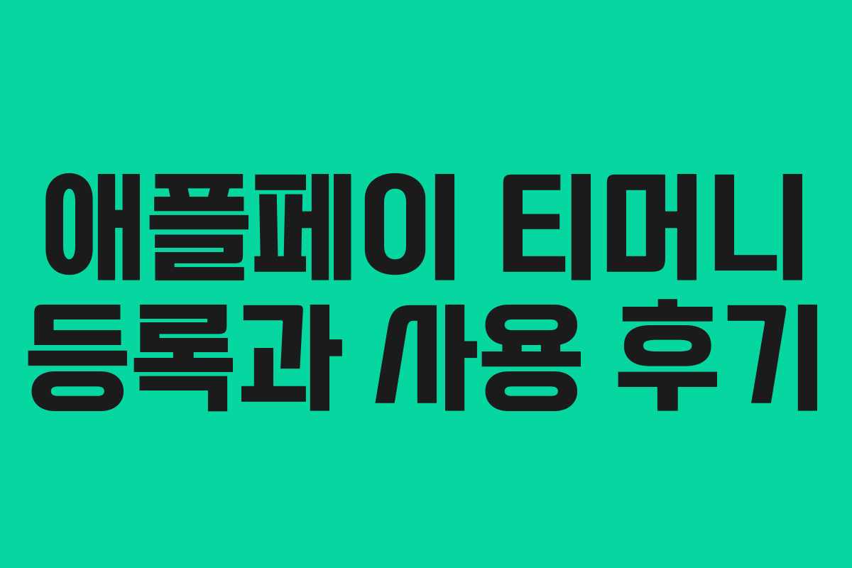 애플페이 티머니 등록과 사용 후기