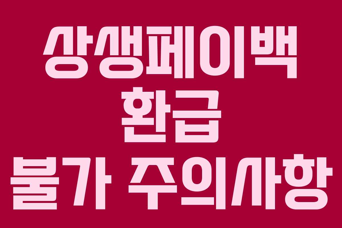 상생페이백 환급 불가 주의사항