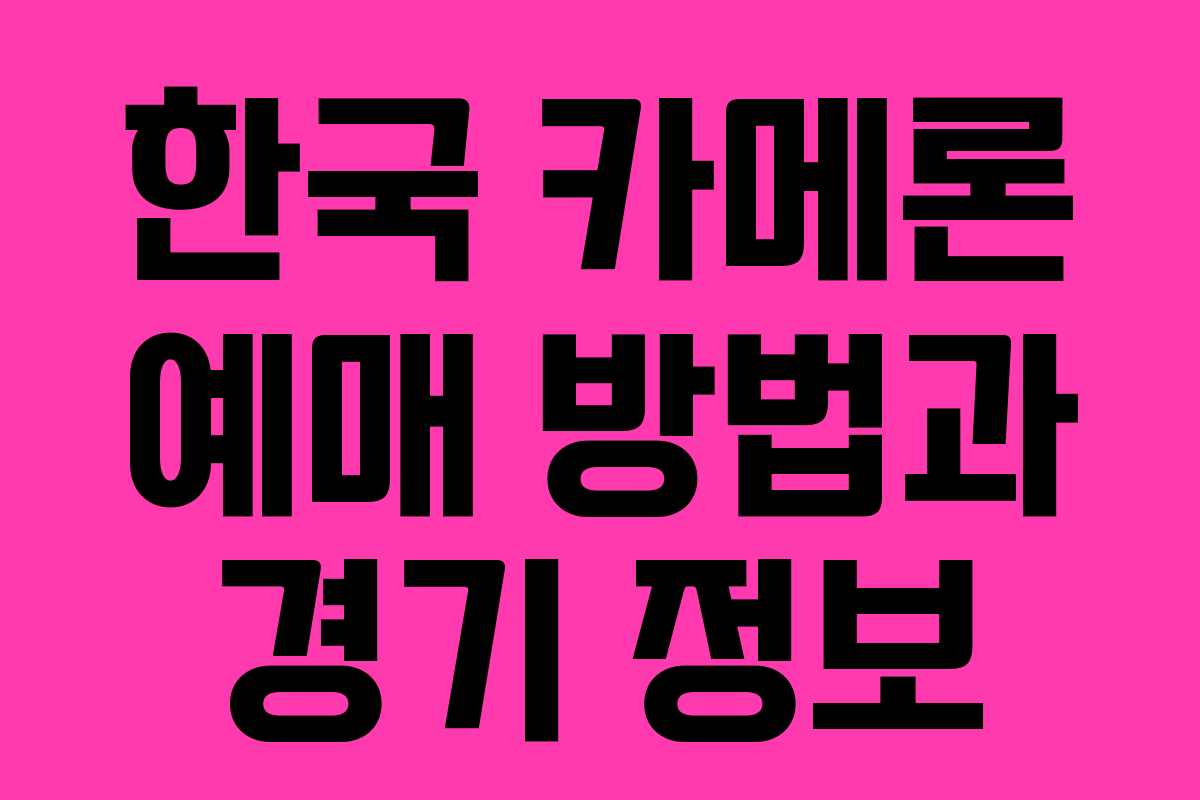 한국 카메론 예매 방법과 경기 정보