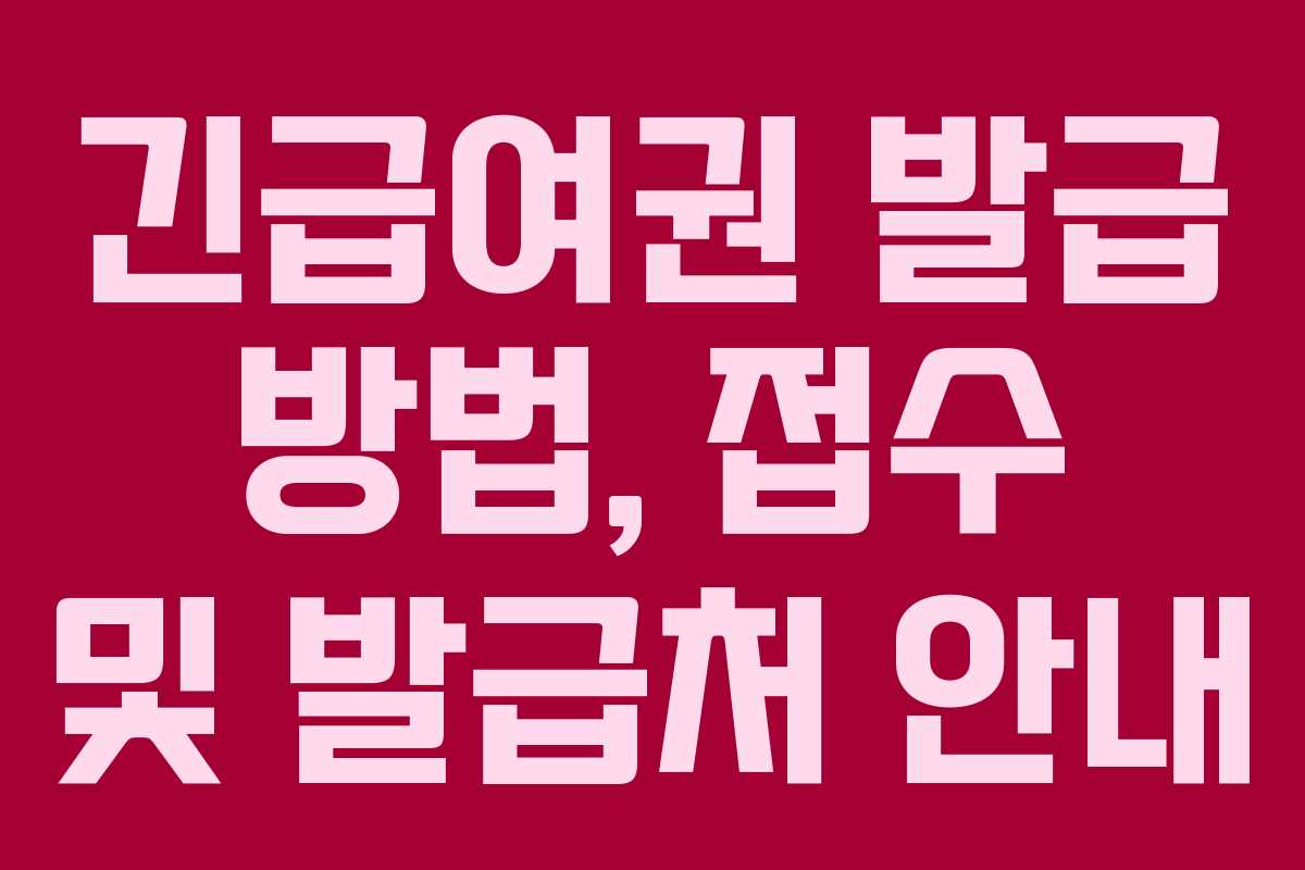 긴급여권 발급 방법, 접수 및 발급처 안내