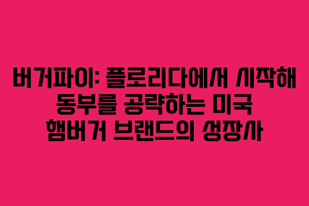 버거파이: 플로리다에서 시작해 동부를 공략하는 미국 햄버거 브랜드의 성장사