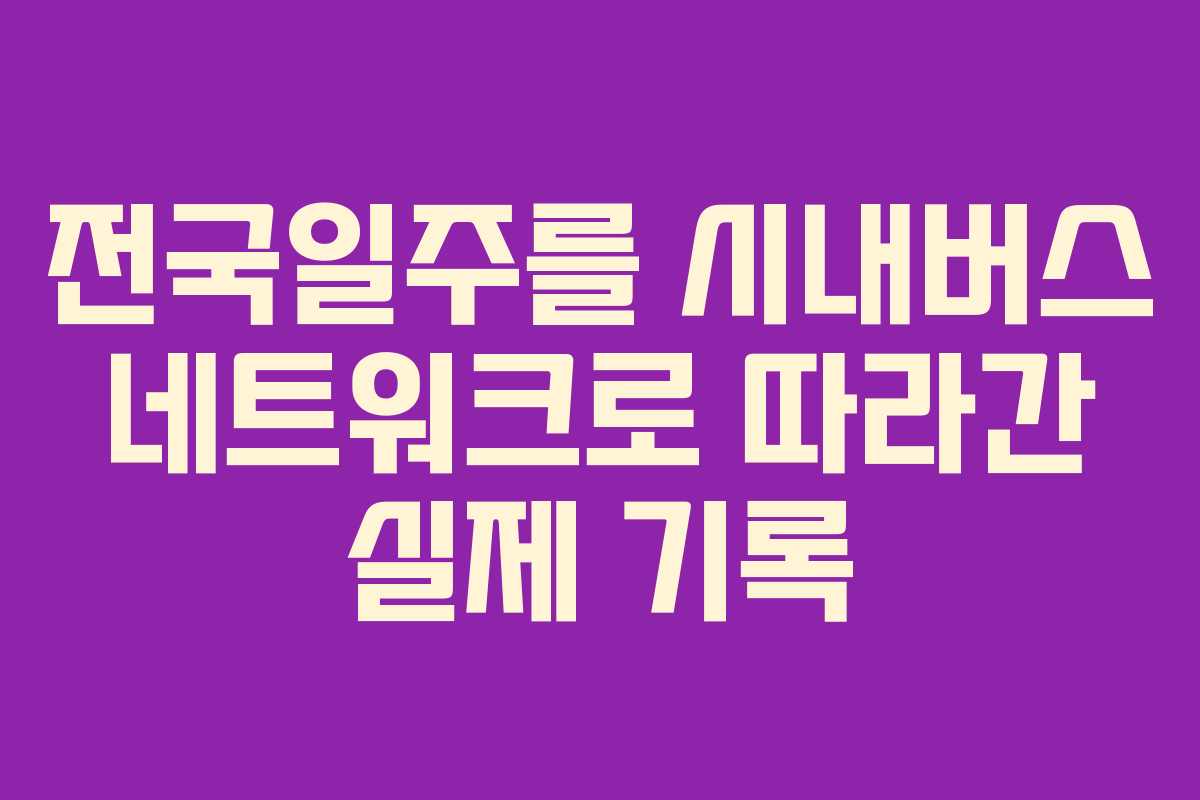 전국일주를 시내버스 네트워크로 따라간 실제 기록