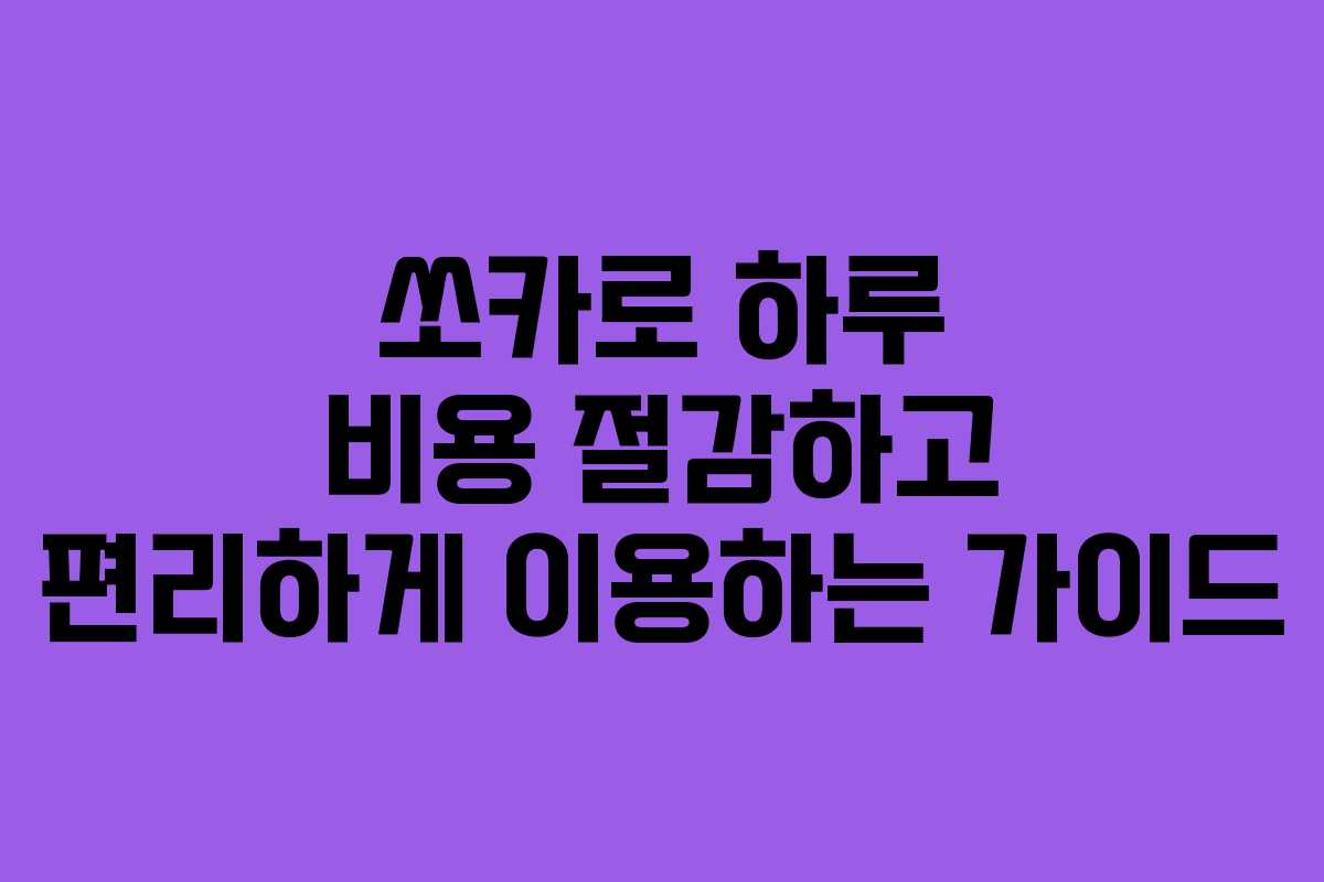 쏘카로 하루 비용 절감하고 편리하게 이용하는 가이드