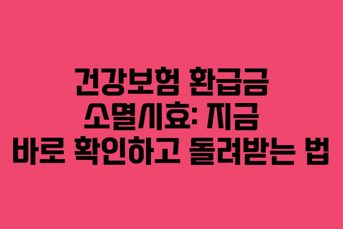 건강보험 환급금 소멸시효: 지금 바로 확인하고 돌려받는 법