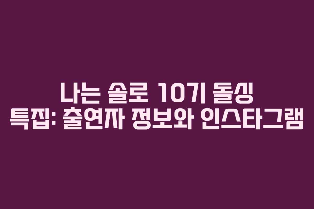 나는 솔로 10기 돌싱 특집: 출연자 정보와 인스타그램 나는 솔로 10기 돌싱 특집: 출연자 정보와 인스타그램