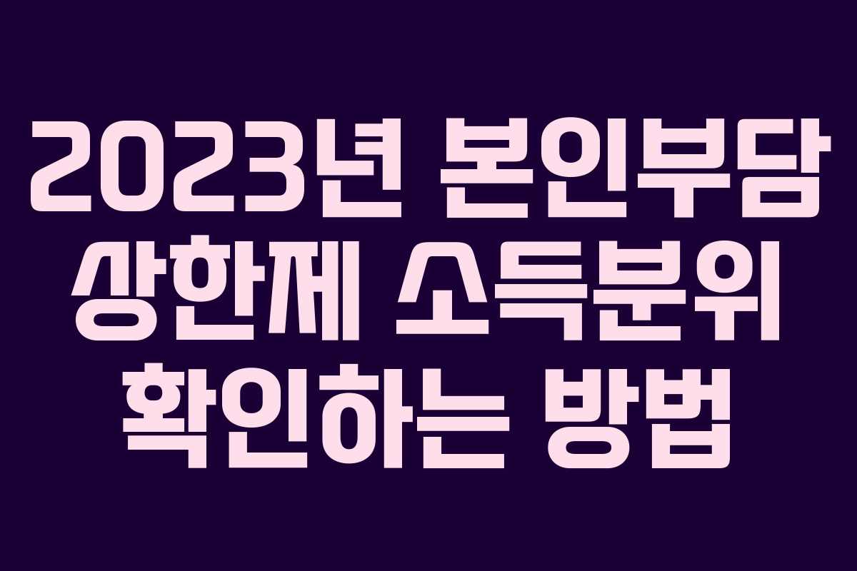 2023년 본인부담 상한제 소득분위 확인하는 방법