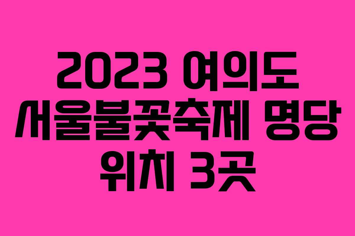 2023 여의도 서울불꽃축제 명당 위치 3곳