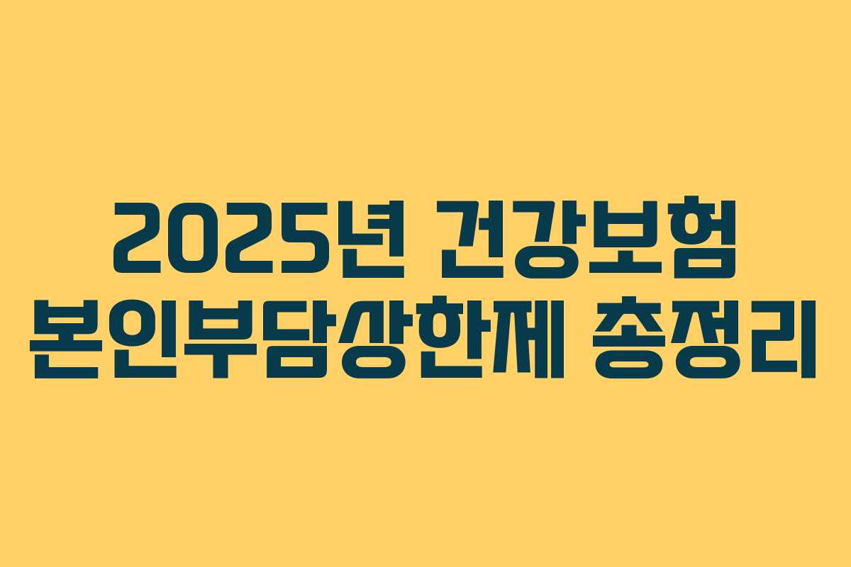 2025년 건강보험 본인부담상한제 총정리
