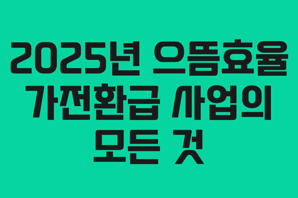 2025년 으뜸효율 가전환급 사업의 모든 것