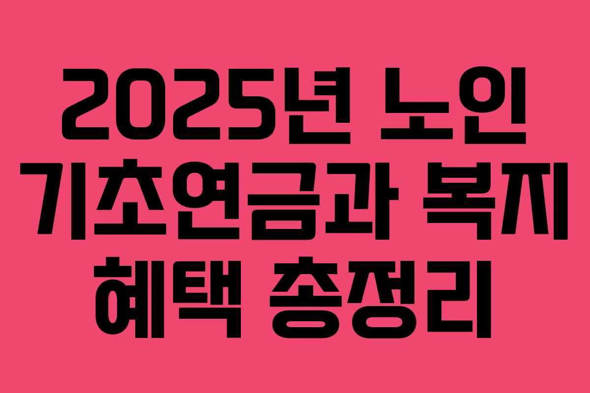 2025년 노인 기초연금과 복지 혜택 총정리