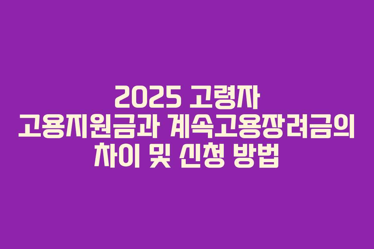 2025 고령자 고용지원금과 계속고용장려금의 차이 및 신청 방법