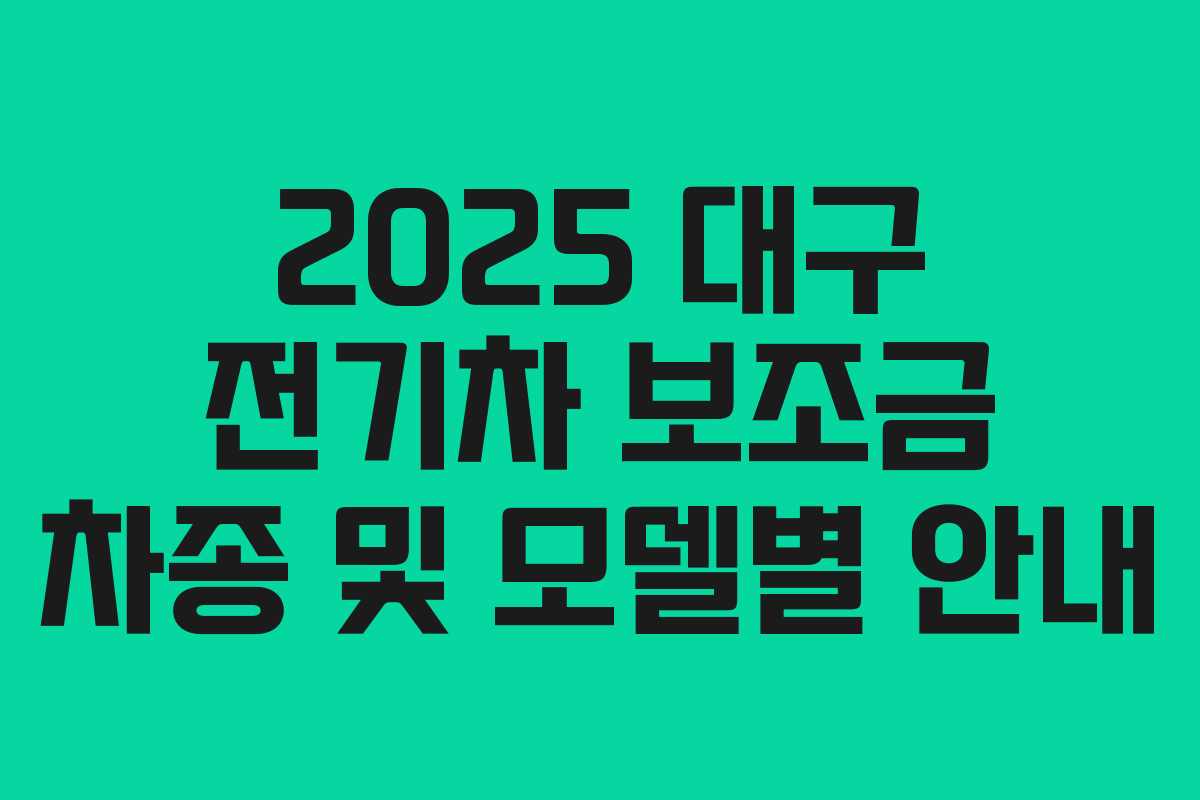 2025 대구 전기차 보조금 차종 및 모델별 안내