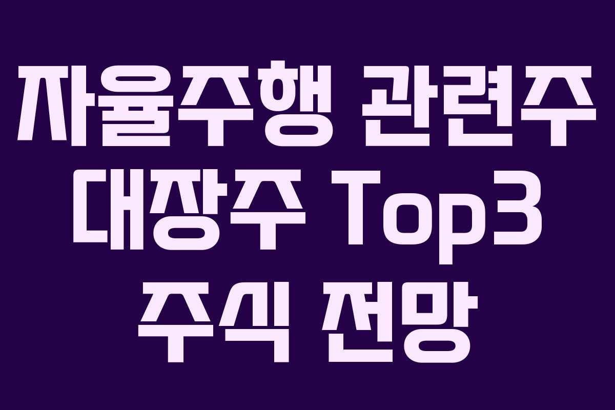자율주행 관련주 대장주 Top3 주식 전망