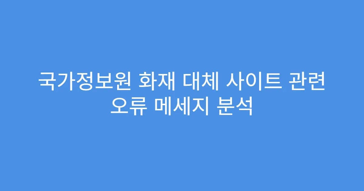 국가정보원 화재 대체 사이트 관련 오류 메세지 분석