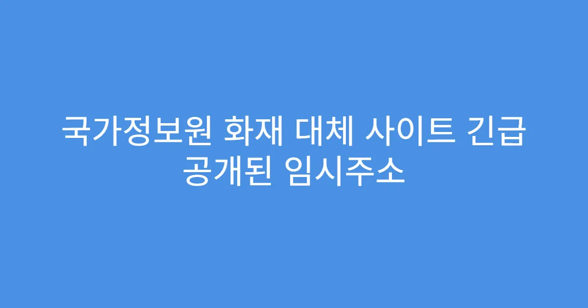 국가정보원 화재 대체 사이트 긴급 공개된 임시주소