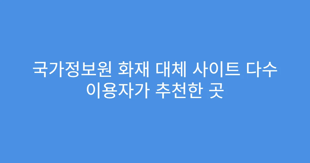 국가정보원 화재 대체 사이트 다수 이용자가 추천한 곳