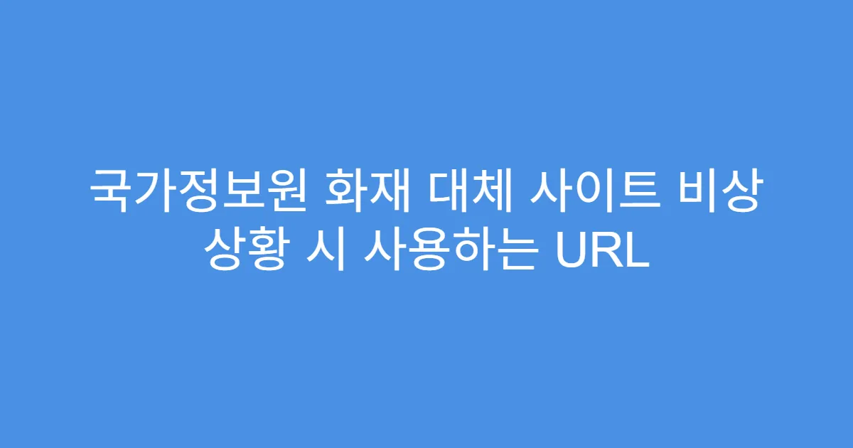 국가정보원 화재 대체 사이트 비상 상황 시 사용하는 URL