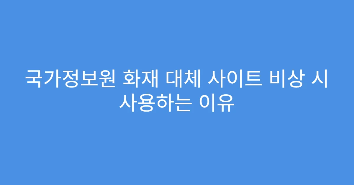 국가정보원 화재 대체 사이트 비상 시 사용하는 이유