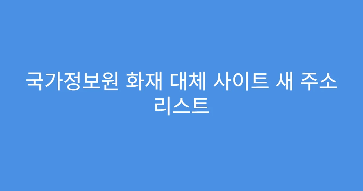 국가정보원 화재 대체 사이트 새 주소 리스트