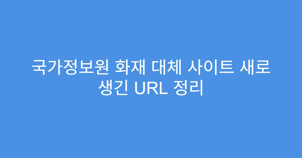 국가정보원 화재 대체 사이트 새로 생긴 URL 정리