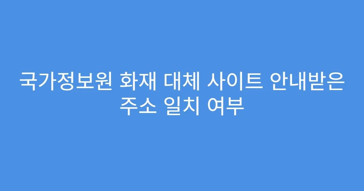 국가정보원 화재 대체 사이트 안내받은 주소 일치 여부