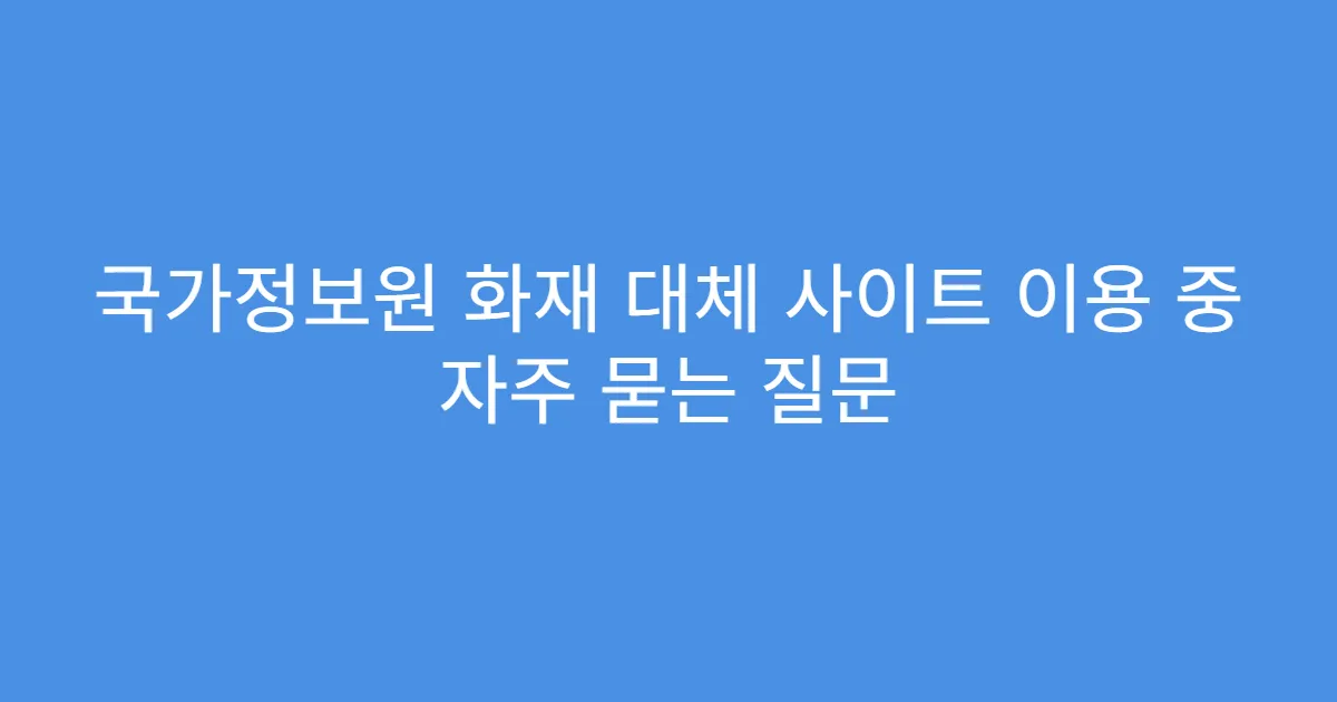 국가정보원 화재 대체 사이트 이용 중 자주 묻는 질문