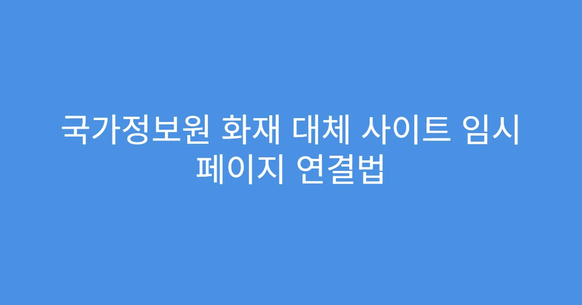 국가정보원 화재 대체 사이트 임시 페이지 연결법