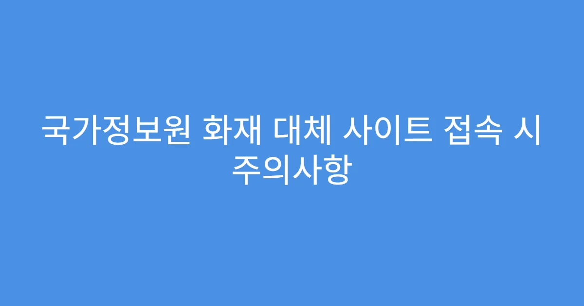 국가정보원 화재 대체 사이트 접속 시 주의사항