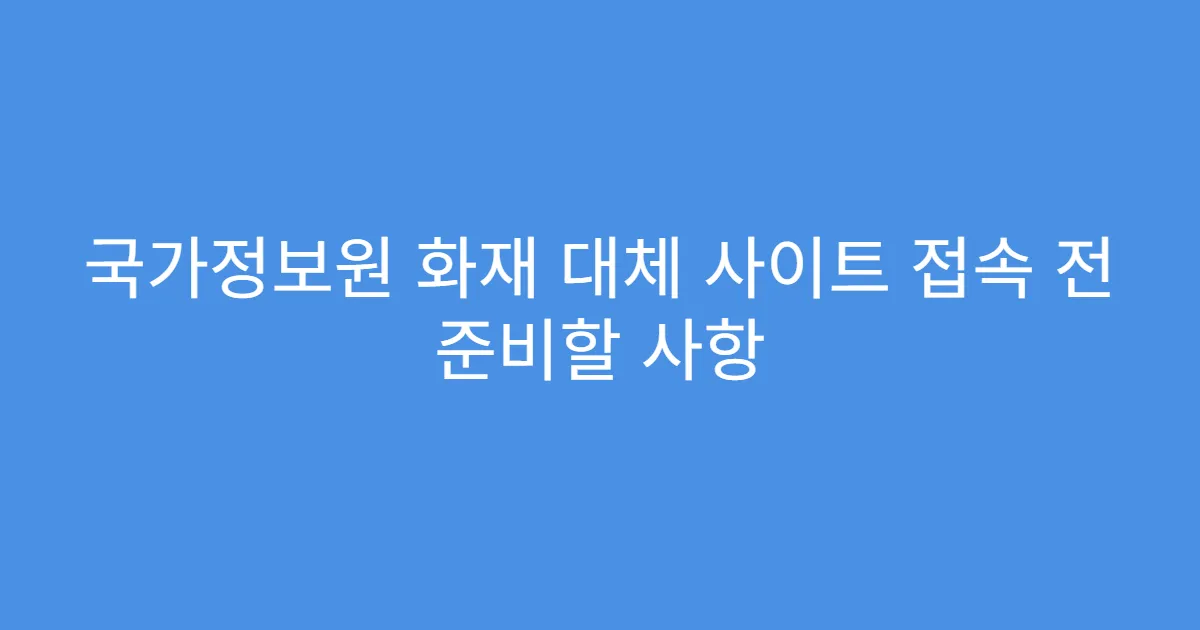 국가정보원 화재 대체 사이트 접속 전 준비할 사항