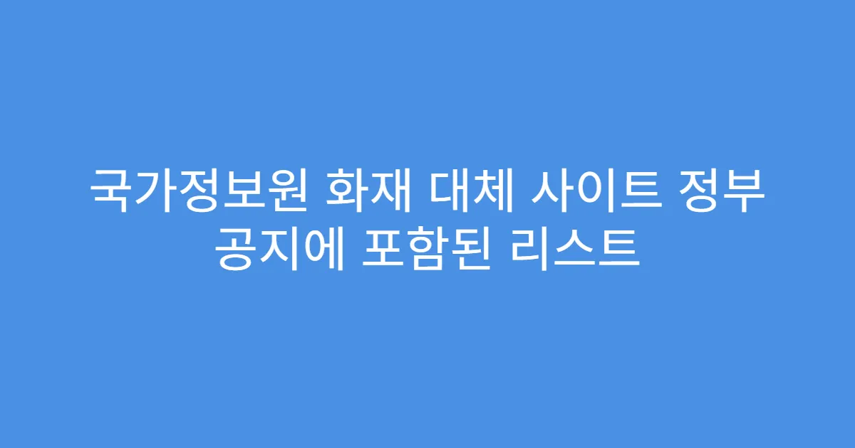 국가정보원 화재 대체 사이트 정부 공지에 포함된 리스트