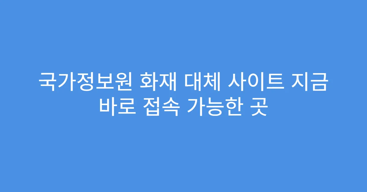 국가정보원 화재 대체 사이트 지금 바로 접속 가능한 곳