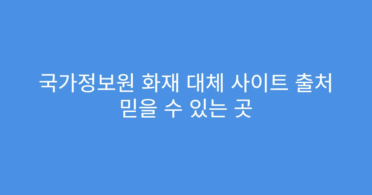 국가정보원 화재 대체 사이트 출처 믿을 수 있는 곳