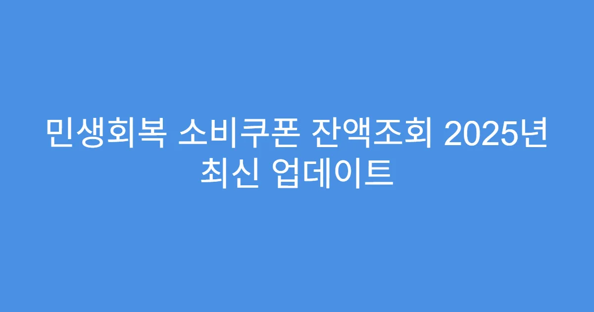 민생회복 소비쿠폰 잔액조회 2025년 최신 업데이트