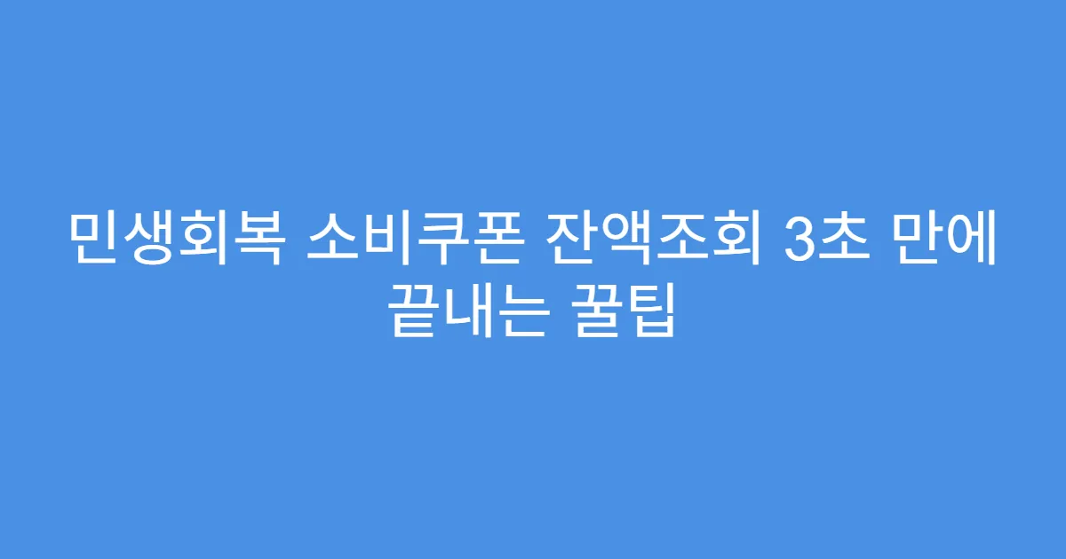 민생회복 소비쿠폰 잔액조회 3초 만에 끝내는 꿀팁