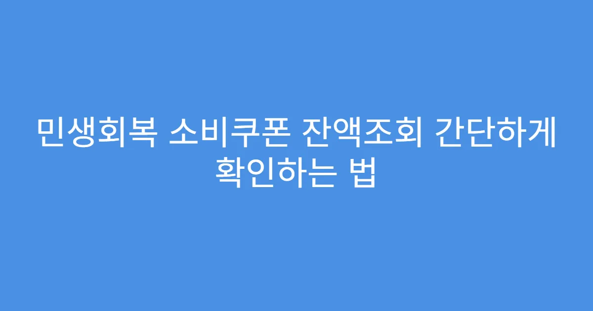 민생회복 소비쿠폰 잔액조회 간단하게 확인하는 법