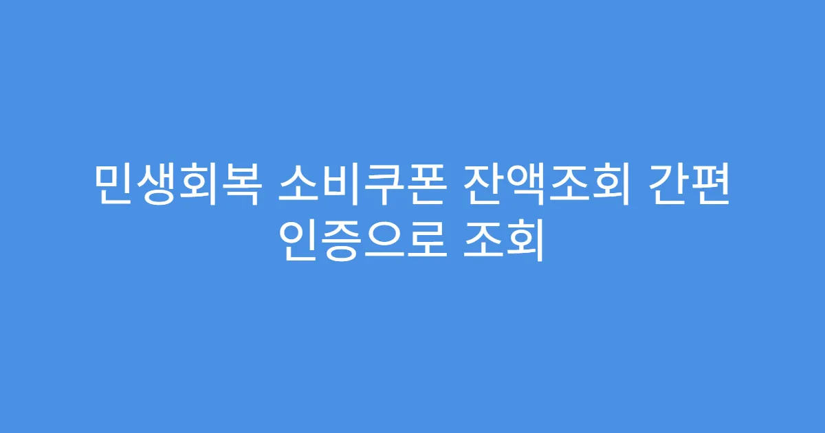 민생회복 소비쿠폰 잔액조회 간편 인증으로 조회